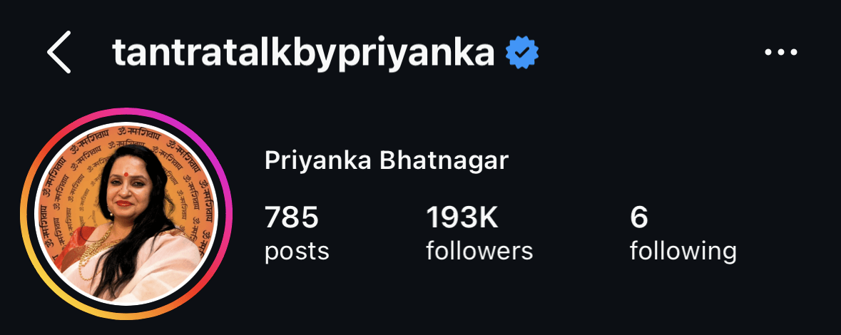 Priyanka profile growth screenshot